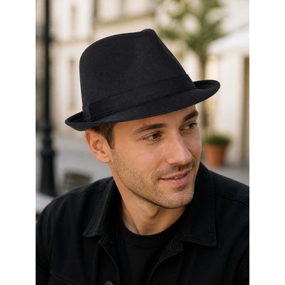 Black Wide-Brimmed Costume Fedora Hat lifestyle view