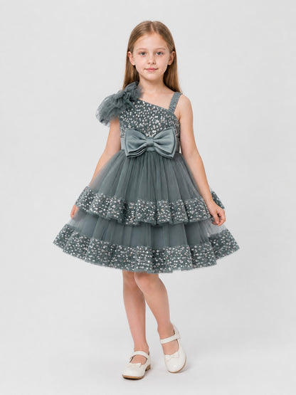 Festive Sequin and Bow Dress, Gray Costume Dresses detail