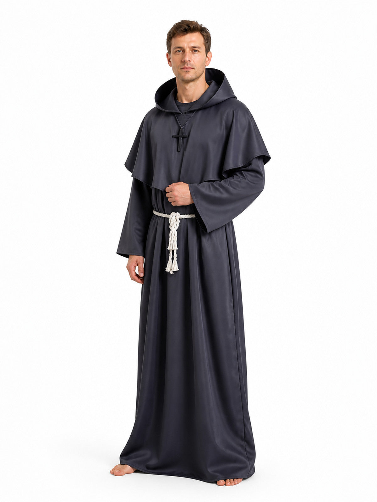 Medieval Monk Robe with Pointed Hood Costumes detail