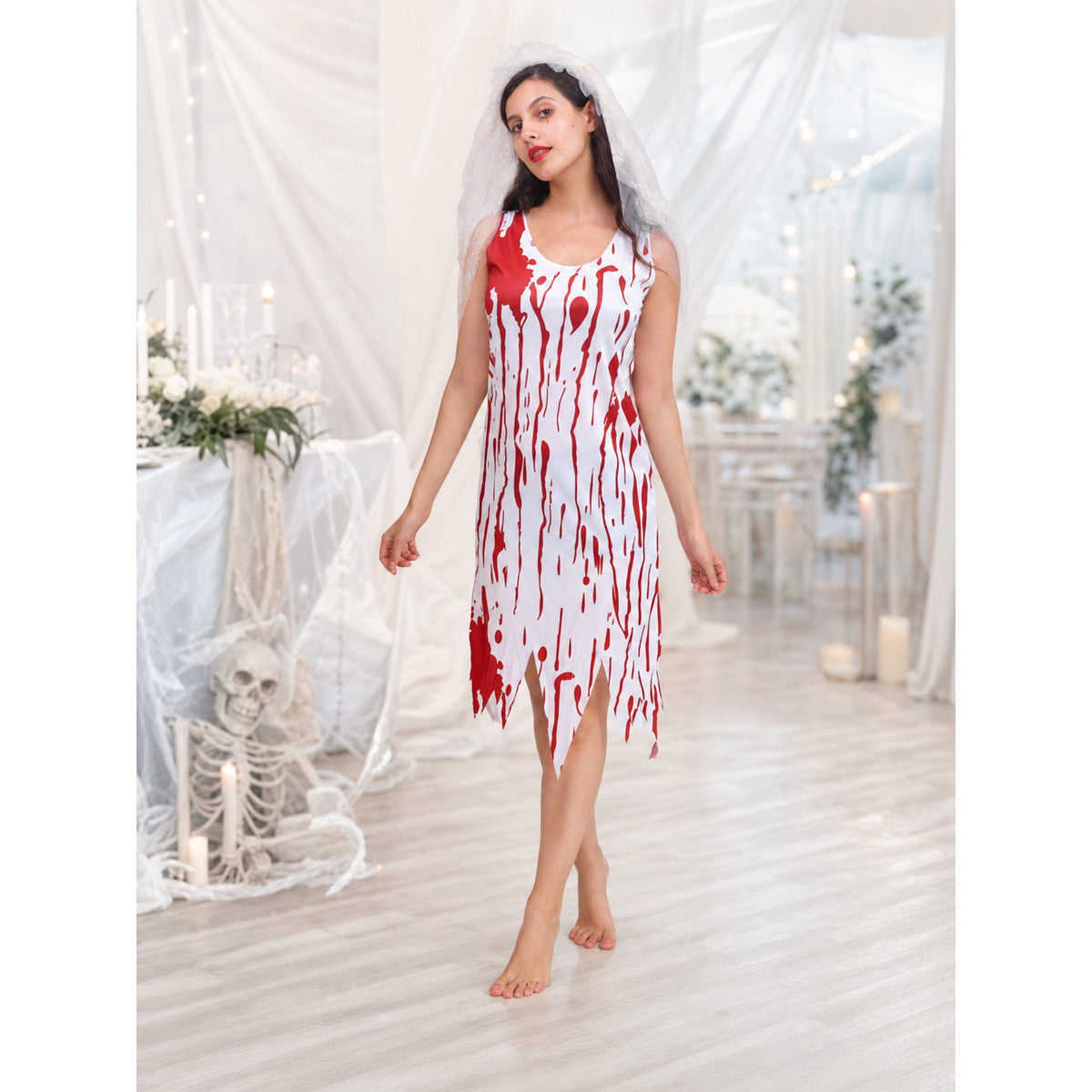 Halloween Ghost Costume with Dress and Veil lifestyle view