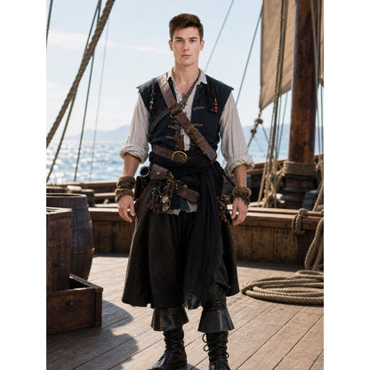 Black-Style Pirate Costume Set with Accessories lifestyle