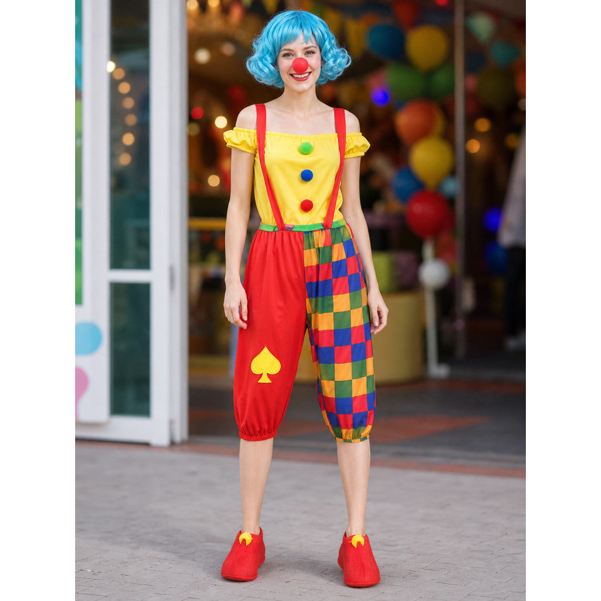 Clown Costume with Suspenders and Harem Pants lifestyle view