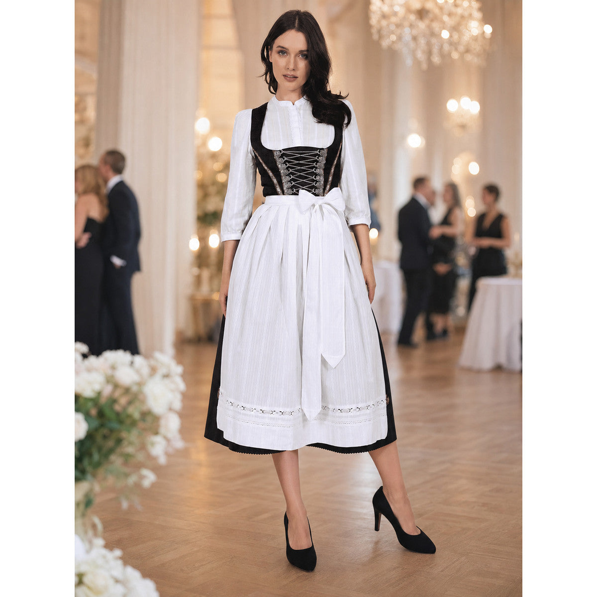 Historical Character Costume with Apron and Lace