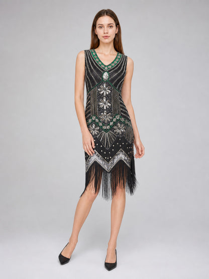 Vintage Retro-Style Fringe and Sequin Dress Costume Dresses detail