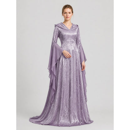 Long Purple Dress with Hood and Full Skirt Costume Dresses detail