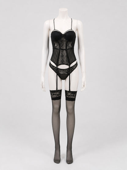 Erotic Set with Bodysuit, Garters, and Stockings product detail