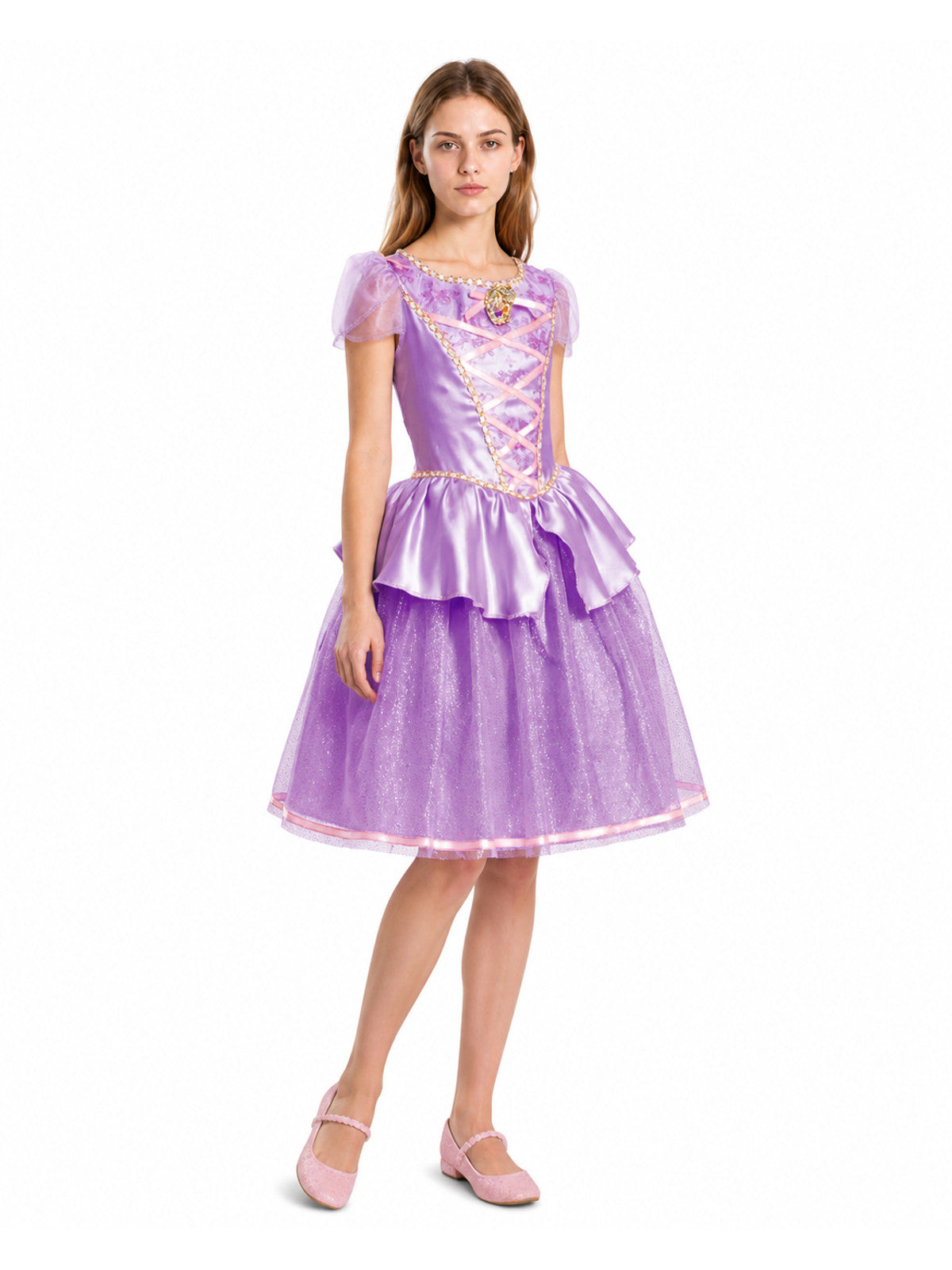 Light Purple Princess Dress with Ruffles Costume Dresses detail