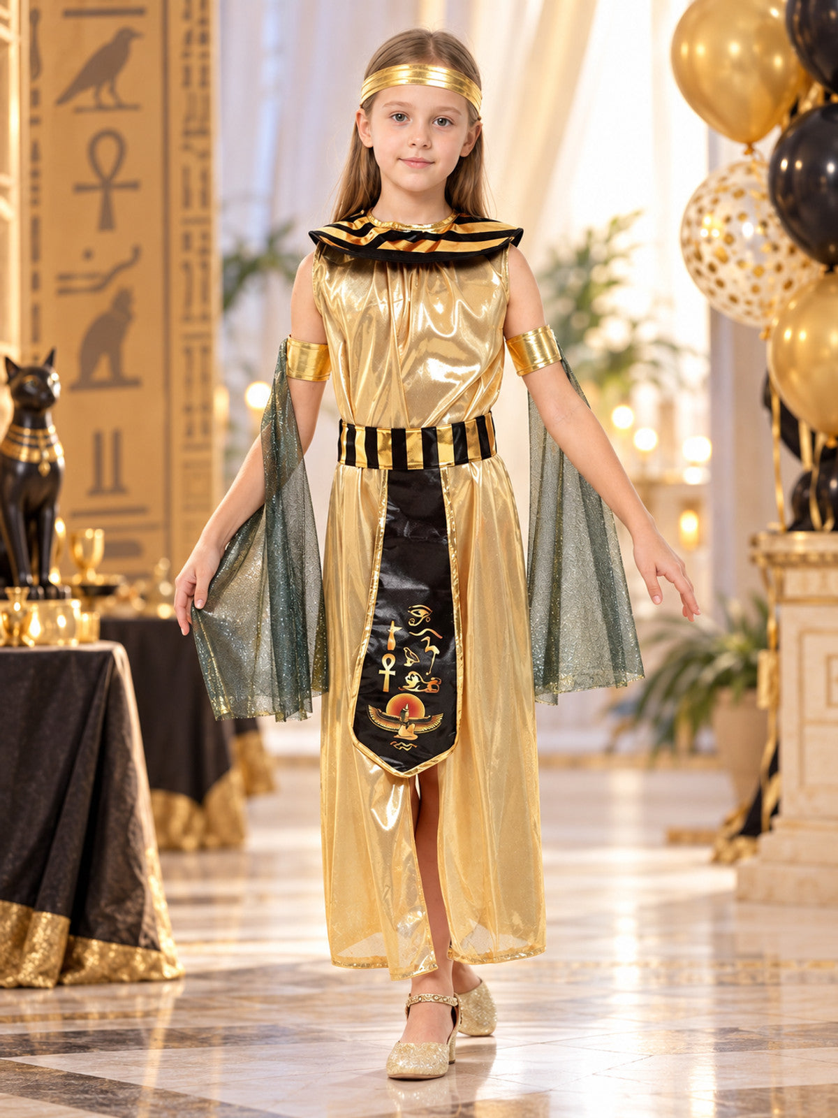 Ancient Egyptian style carnival costume, gold