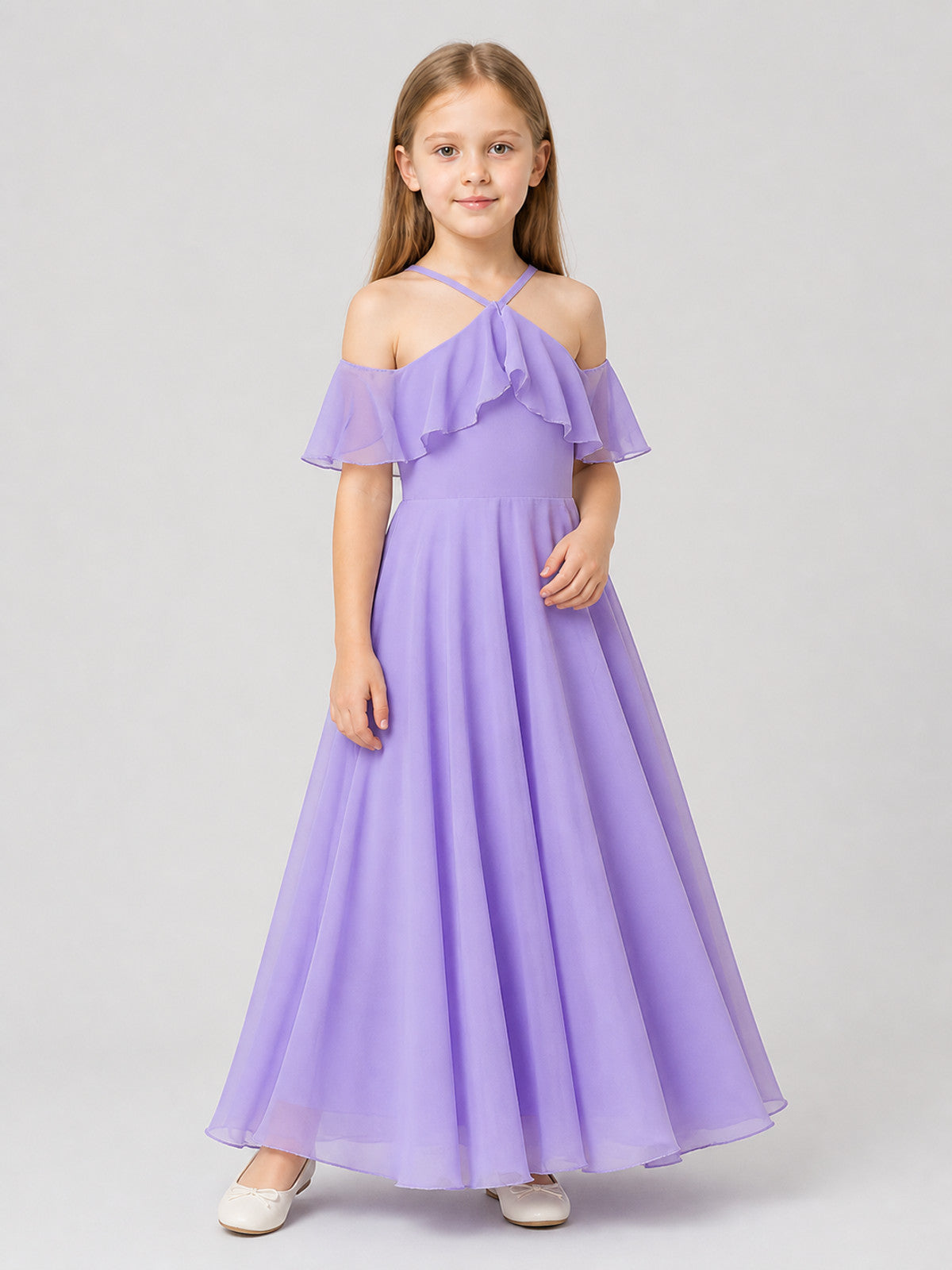 Lavender Chiffon Princess-Style Girls' Dress Costume Dresses detail