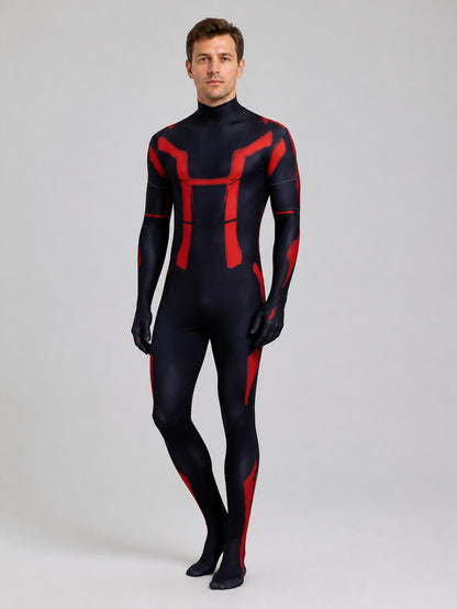 Tron 3 Cosplay Costume: Black and Red Jumpsuit Costumes detail