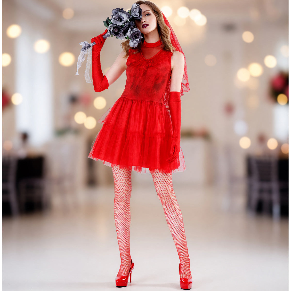 Red Carnival Dress with a Full Skirt