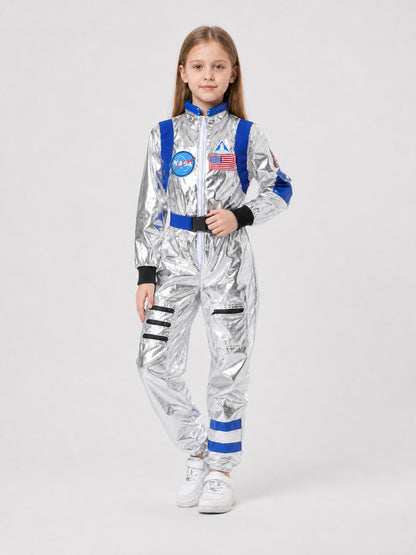 Silver-and-Blue Space Jumpsuit for Cosplay