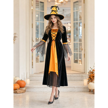 Halloween witch costume with dress and hat lifestyle view
