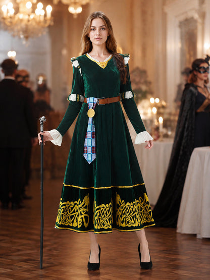Medieval Costume Dress with Plaid Insert lifestyle view