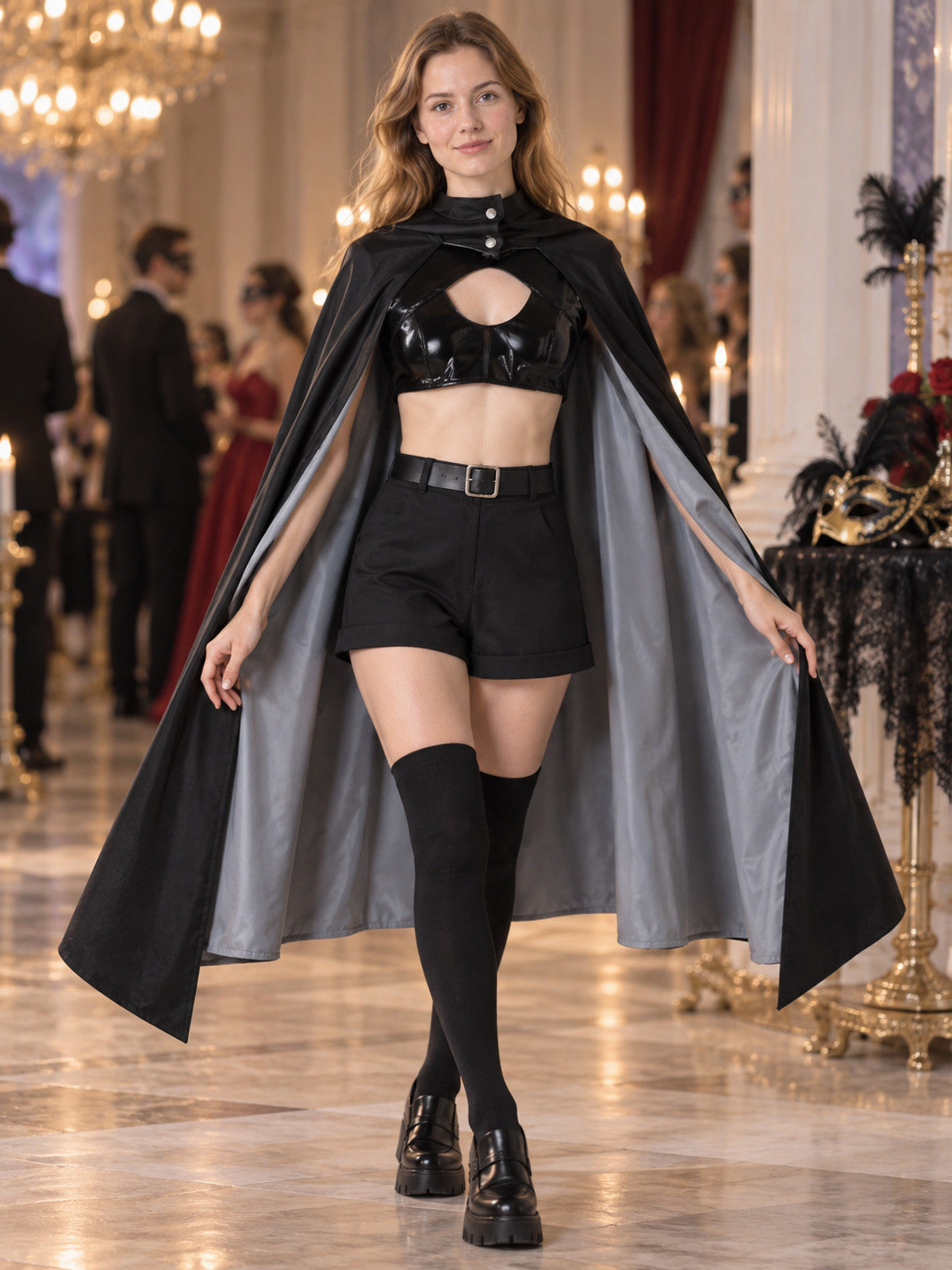 Vampire Costume with Black Cape and Top