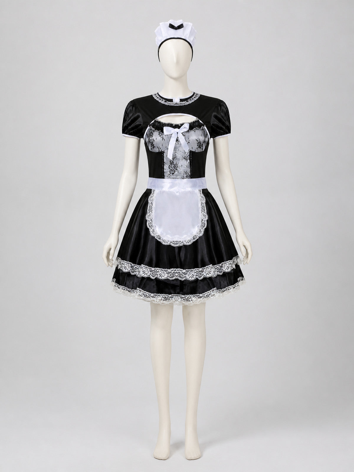 M–XL Maid Costume with White Apron and Bow product detail