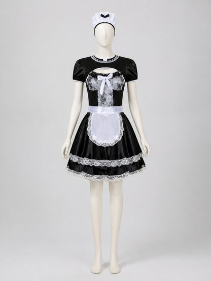 M–XL Maid Costume with White Apron and Bow product detail