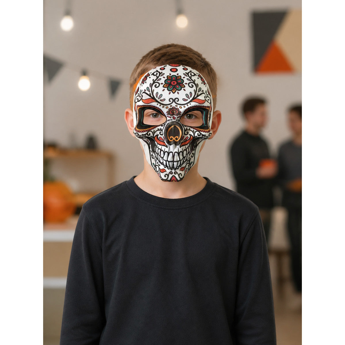 Halloween Skull Mask with Flowers for Cosplay lifestyle view