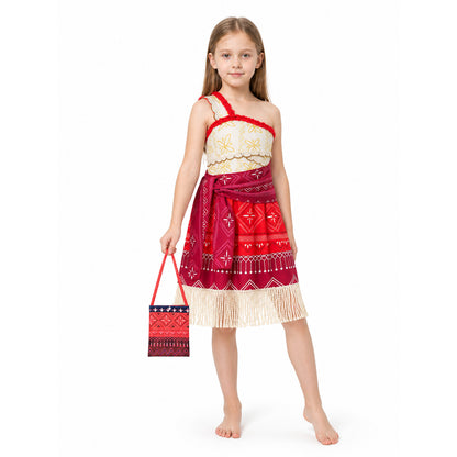 One-Shoulder Moana Costume with Fringe and Handbag Costumes detail