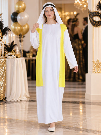 Carnival costume with a white base and yellow inserts