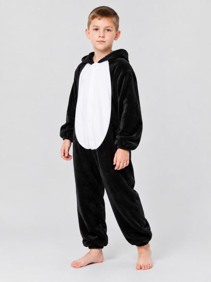 Kids' Pajama Jumpsuit Black with White Insert