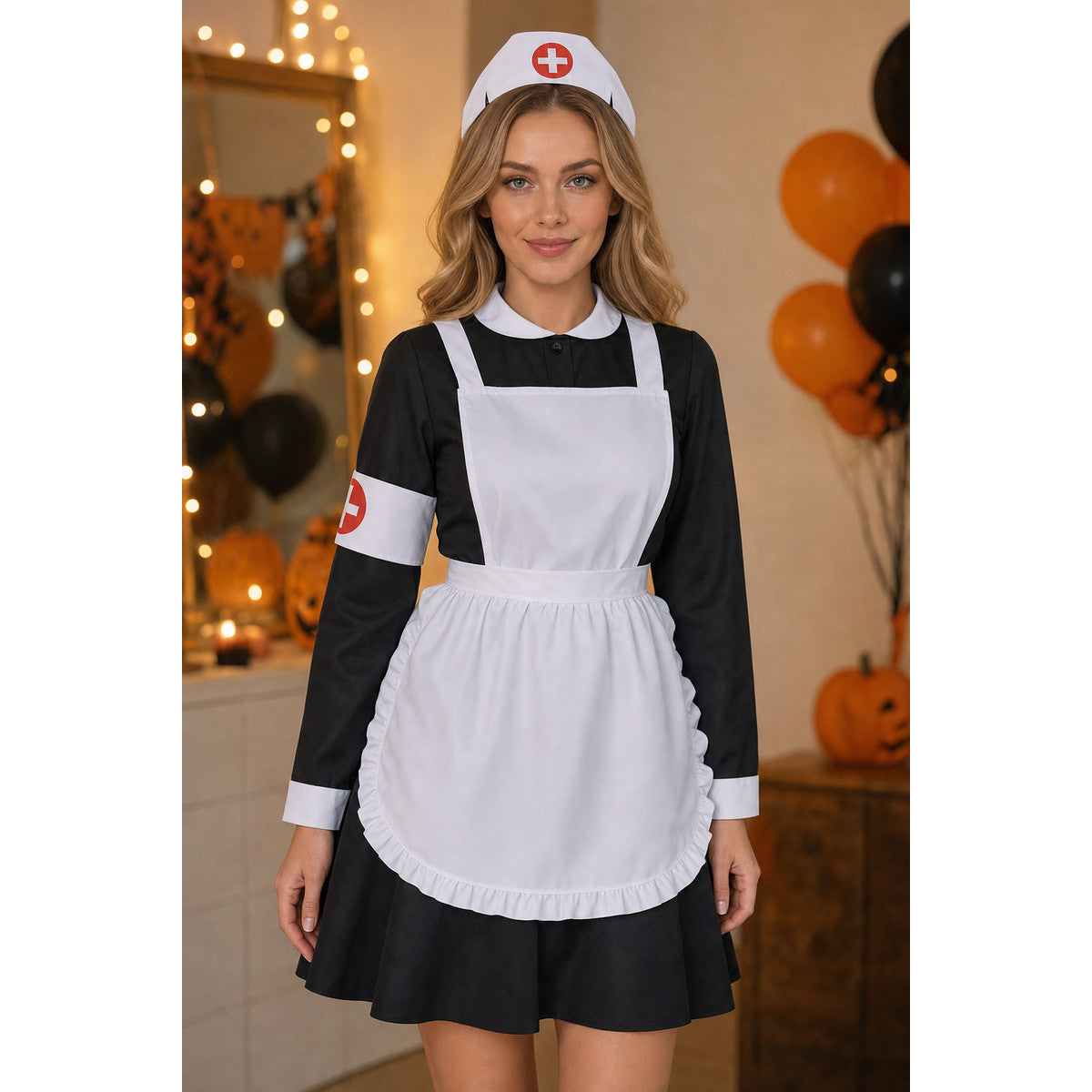 Nurse Costume Carnival Set with Apron and Cap lifestyle view