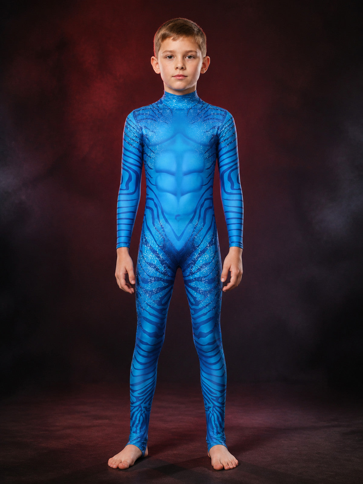 Children's Blue Full Body Muscle Print Jumpsuit Halloween Costume main product view