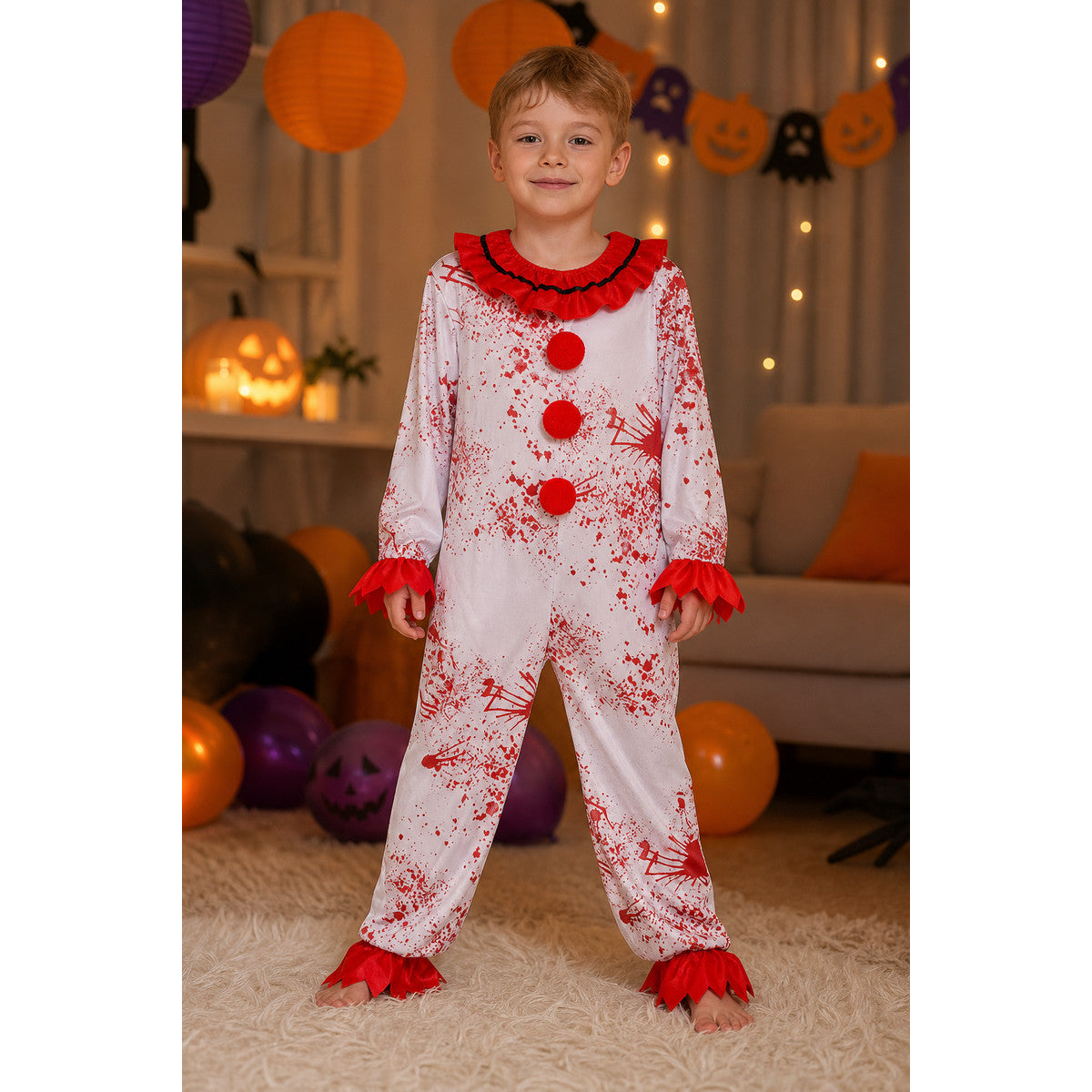 Clown Costume Jumpsuit with Red Accents lifestyle view