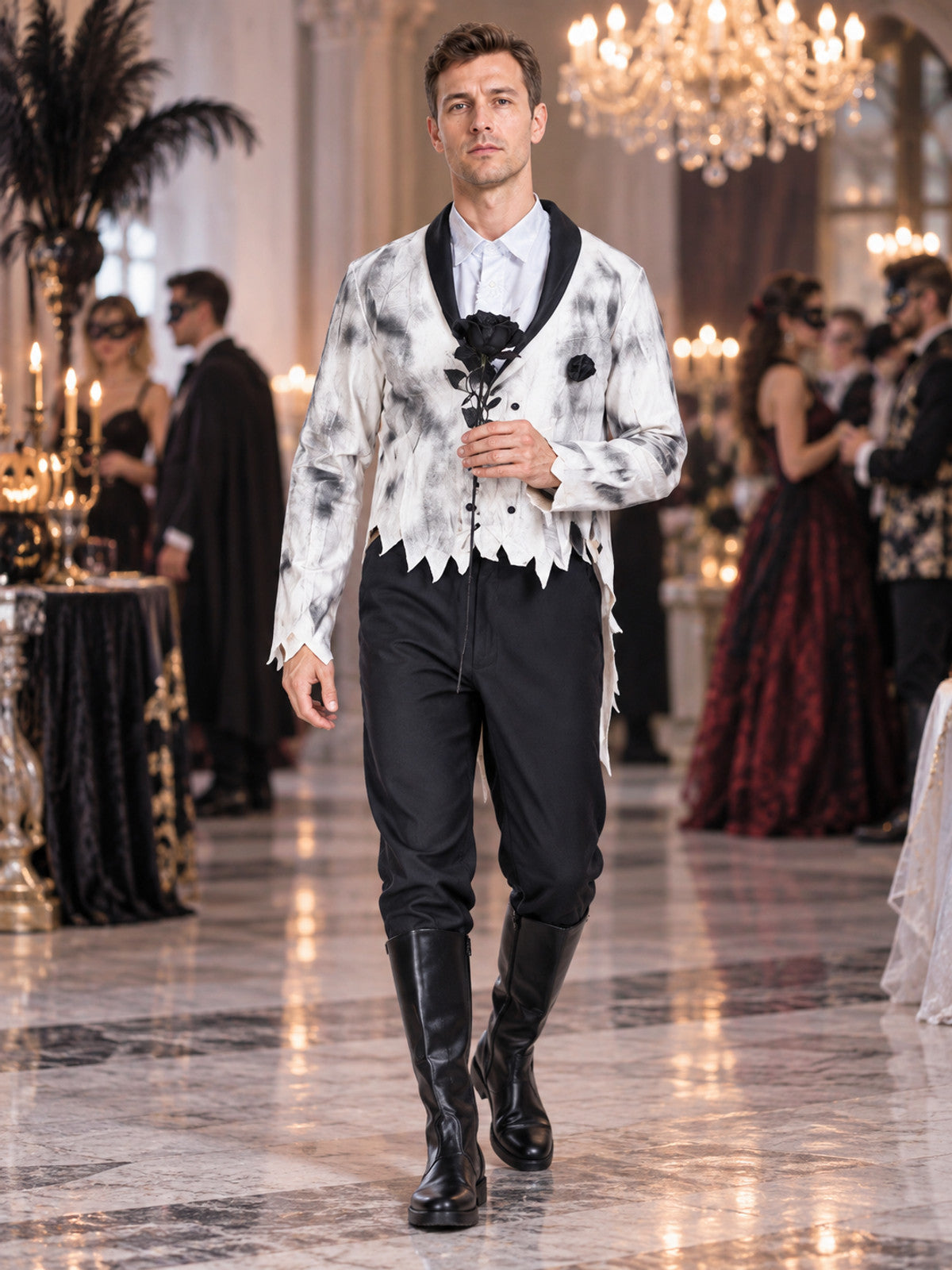 Halloween Vampire Costume: Jacket, Shirt, Pants, Brooch