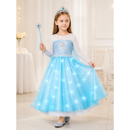 Blue Snow Princess Carnival Costume for Halloween lifestyle view