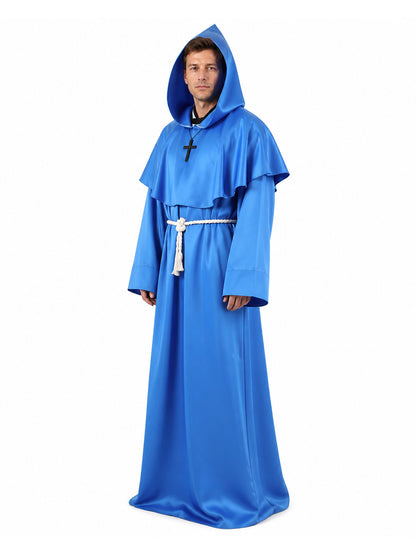 Blue Hooded Monk’s Cloak with Cross product detail