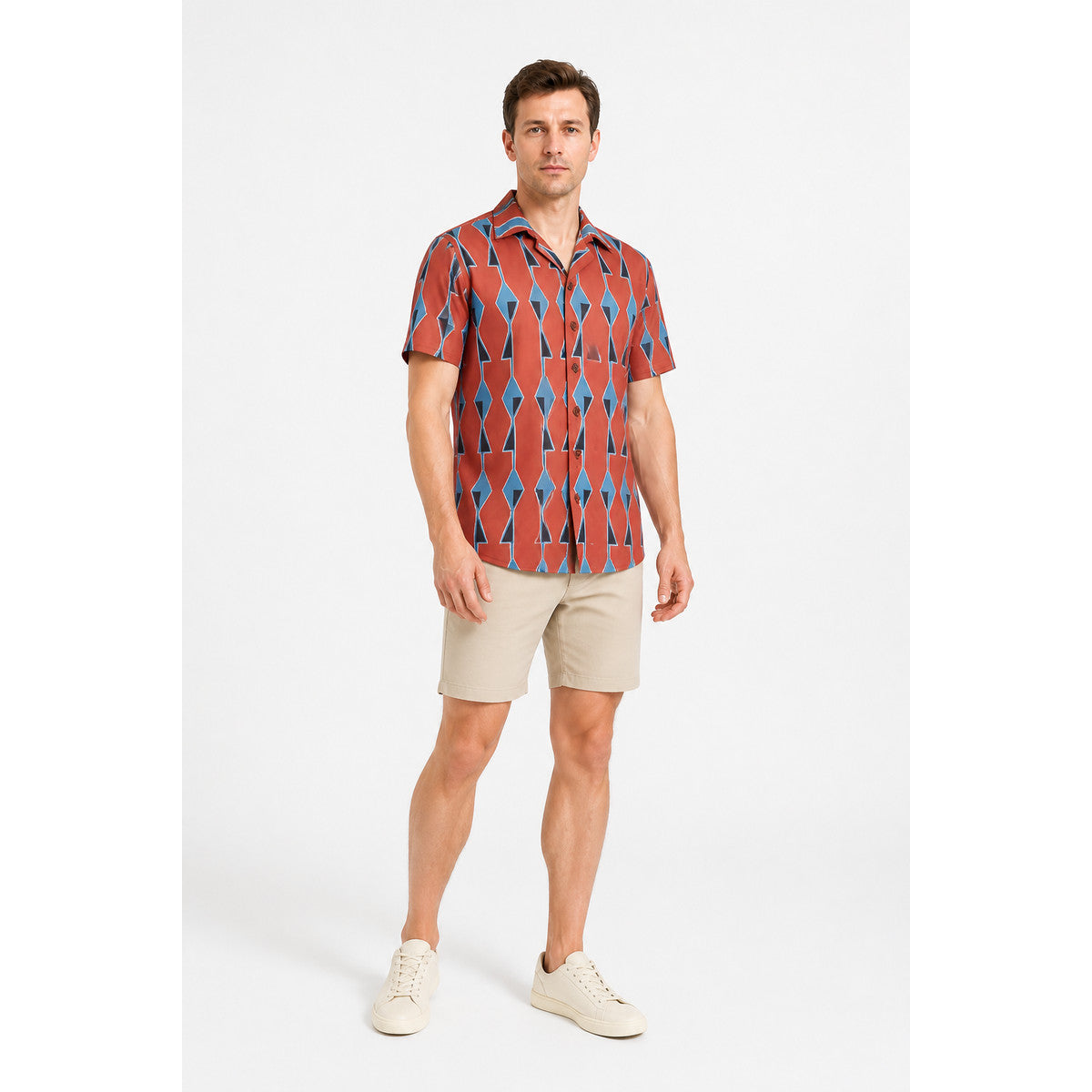 Short-Sleeve Shirt with Geometric Pattern product detail