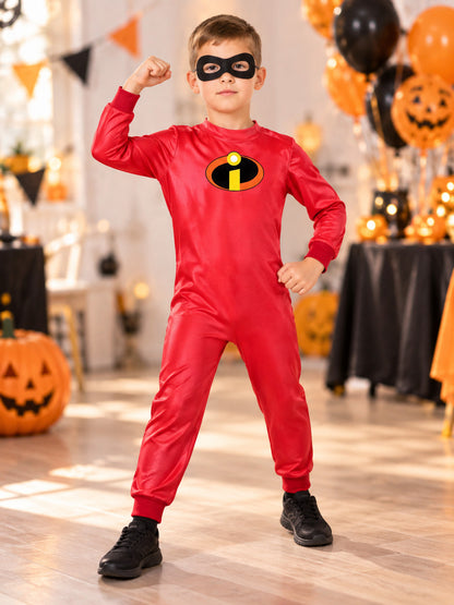 Kids' Superhero Costume Red with Mask