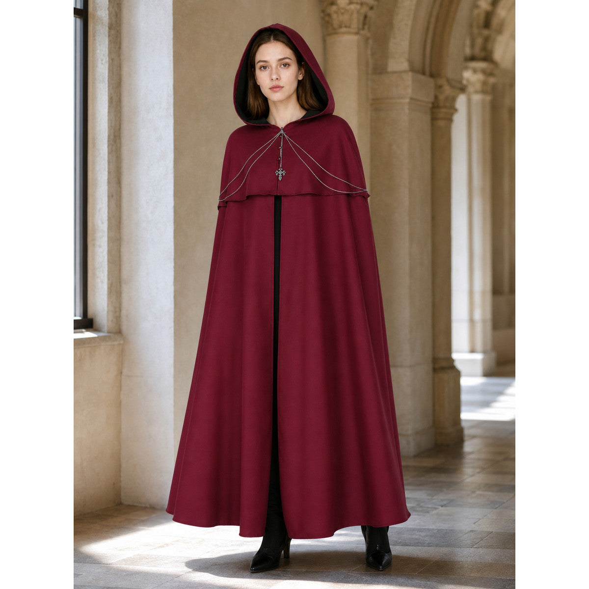 Long Hooded Cape with Chain for Halloween lifestyle