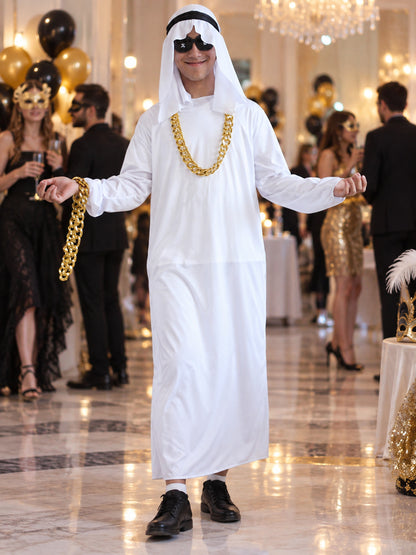 Carnival costume with headpiece, glasses, and chain
