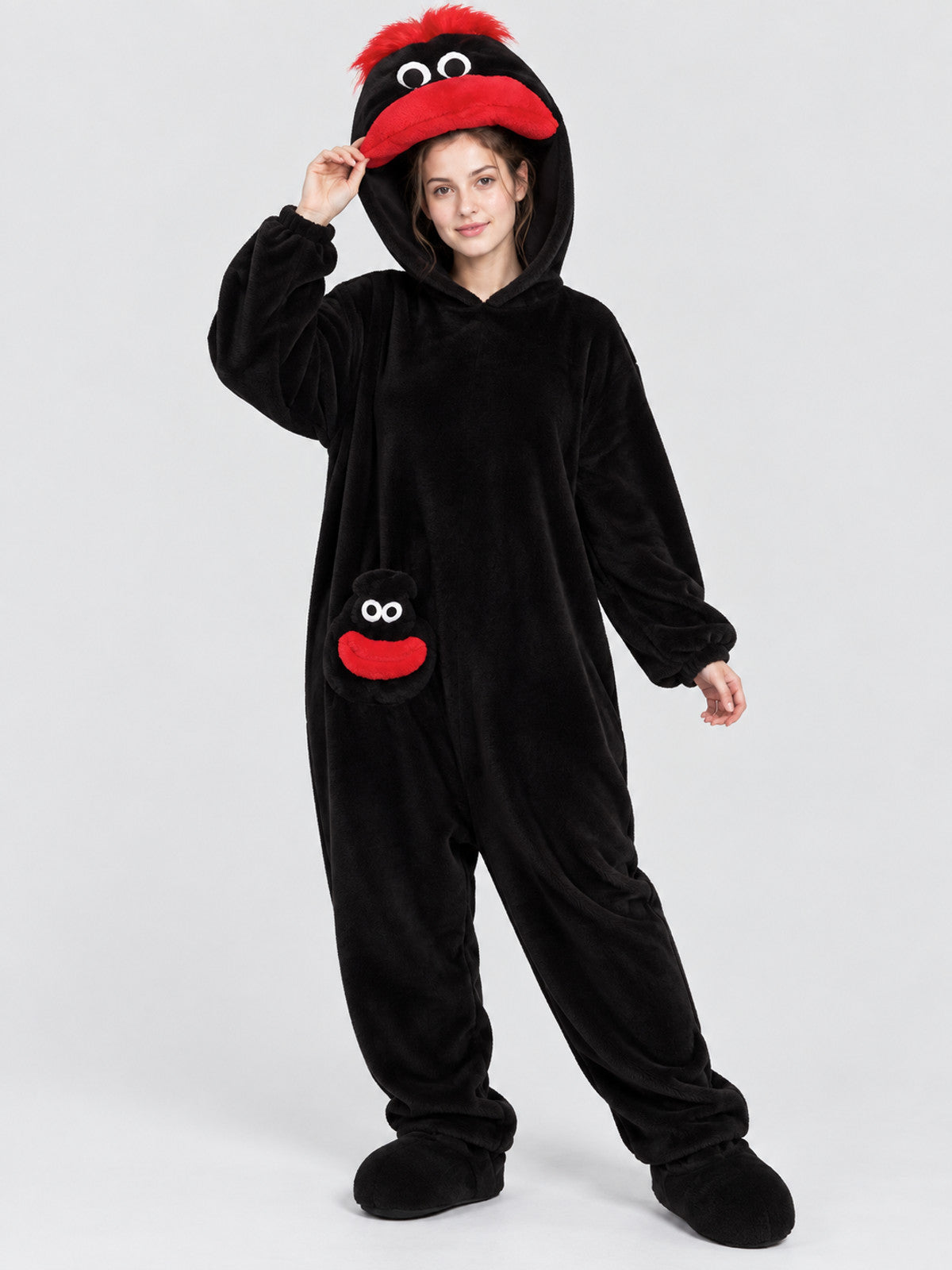 Insulated jumpsuit pajama with cartoon head