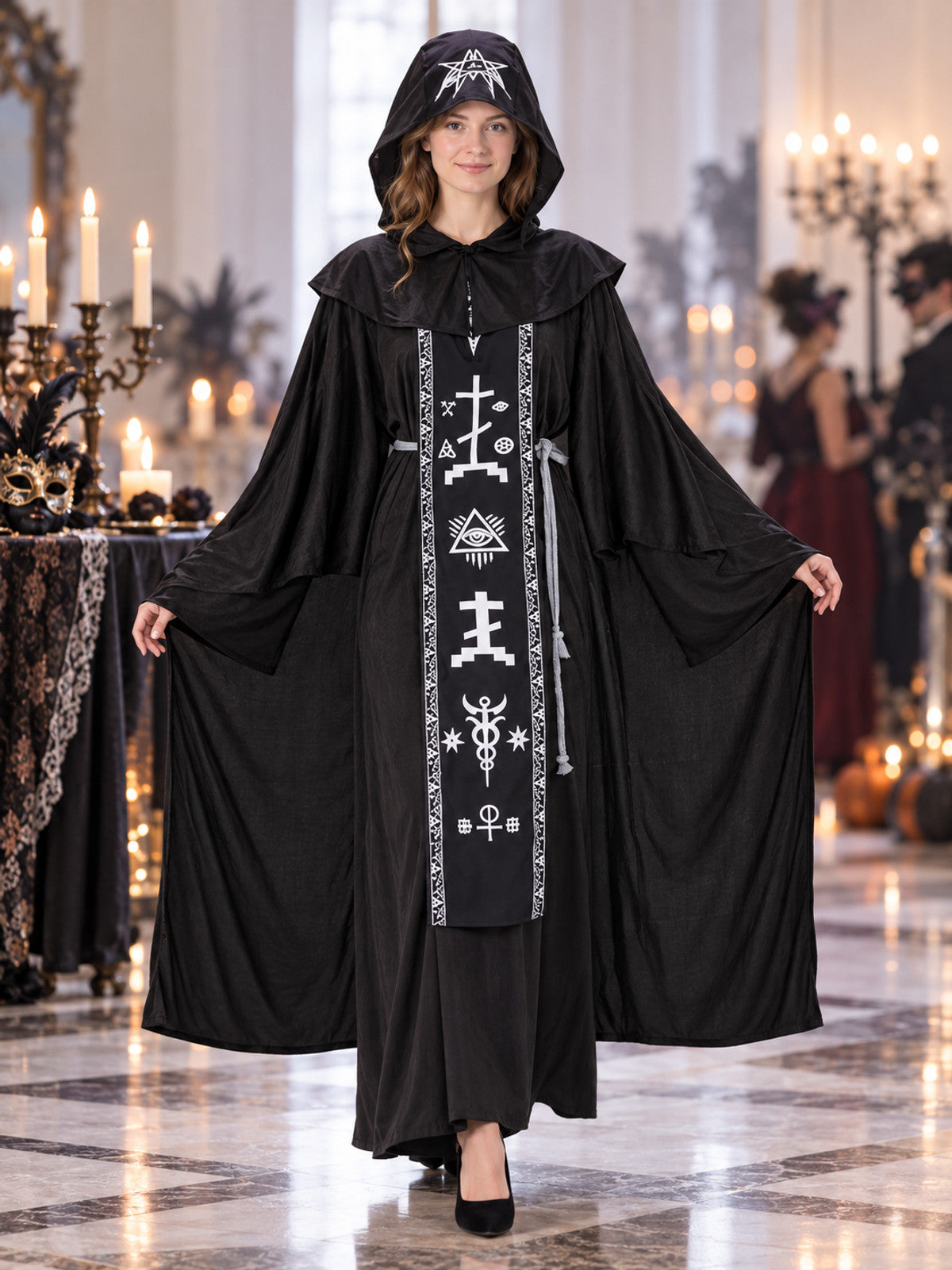 Hooded Vampire Costume, Black