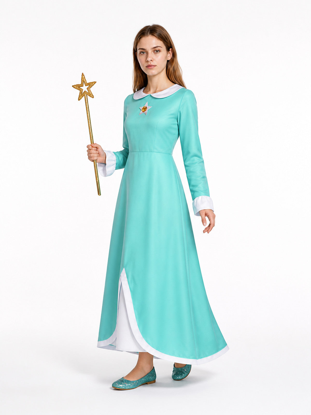 Rosalina Long-Sleeve Dress with Brooch