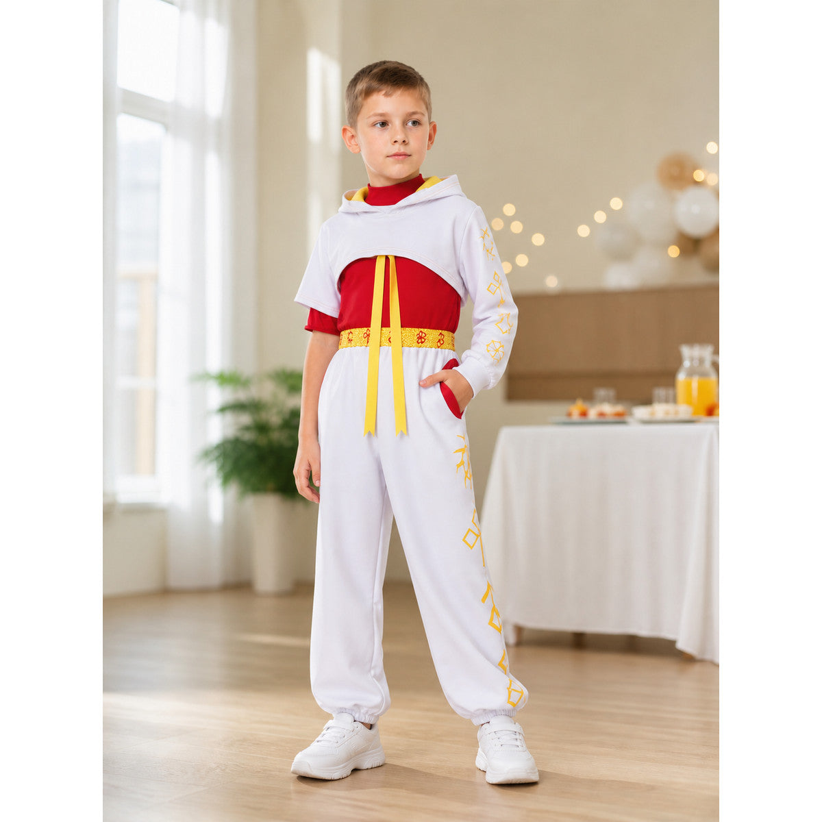 3-Piece Cosplay Costume, Red, White, and Gold lifestyle view