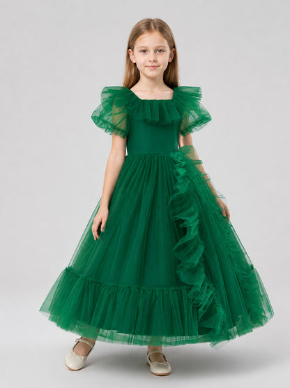 Dark Green Princess Dress for Girls with Full Skirt Costume Dresses detail