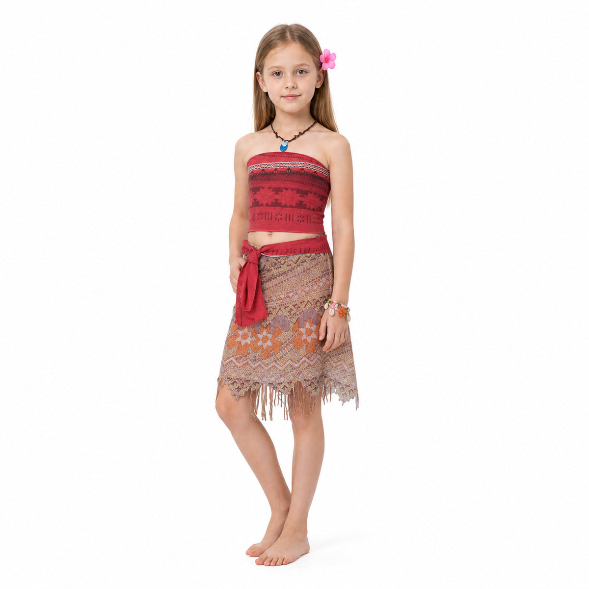 Kids' Moana Costume with Skirt, Top, and Necklace Costumes detail