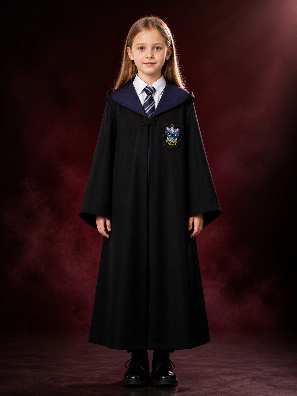 Ravenclaw Wizard Robe Costume Set with Hood, Tie and Crest main product view