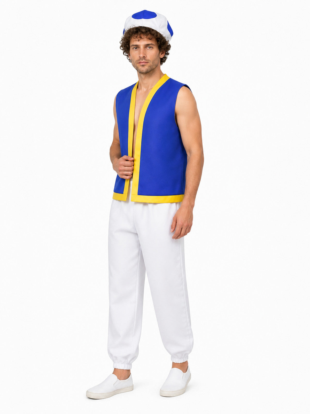 Mushroom Carnival Costume with Vest, Pants, and Cap Costume Headwear detail
