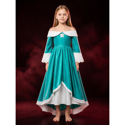 Girls Rosalina Princess Cosplay Dress with Silver Star and High-Low Hem main product view