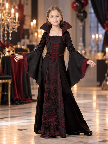 Carnival Dress with High Collar and Lacing