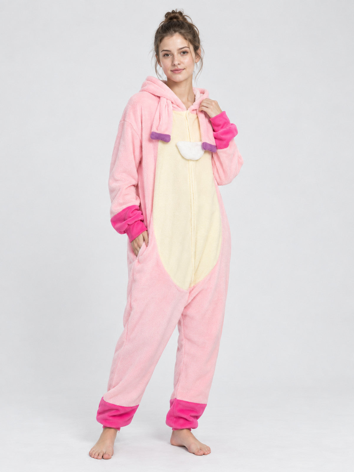 Cartoon-Style Hooded Pajama Jumpsuit
