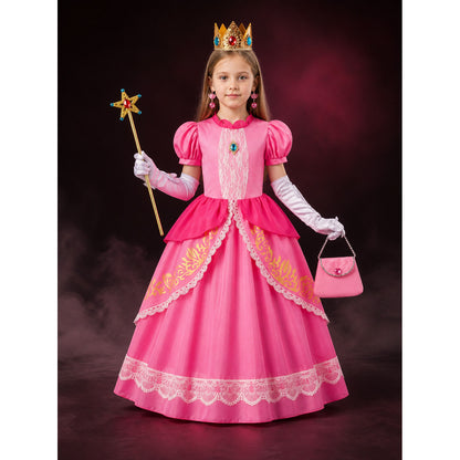 Girls' Princess Halloween Costume Dress Set with Crown, Wand and Handbag lifestyle
