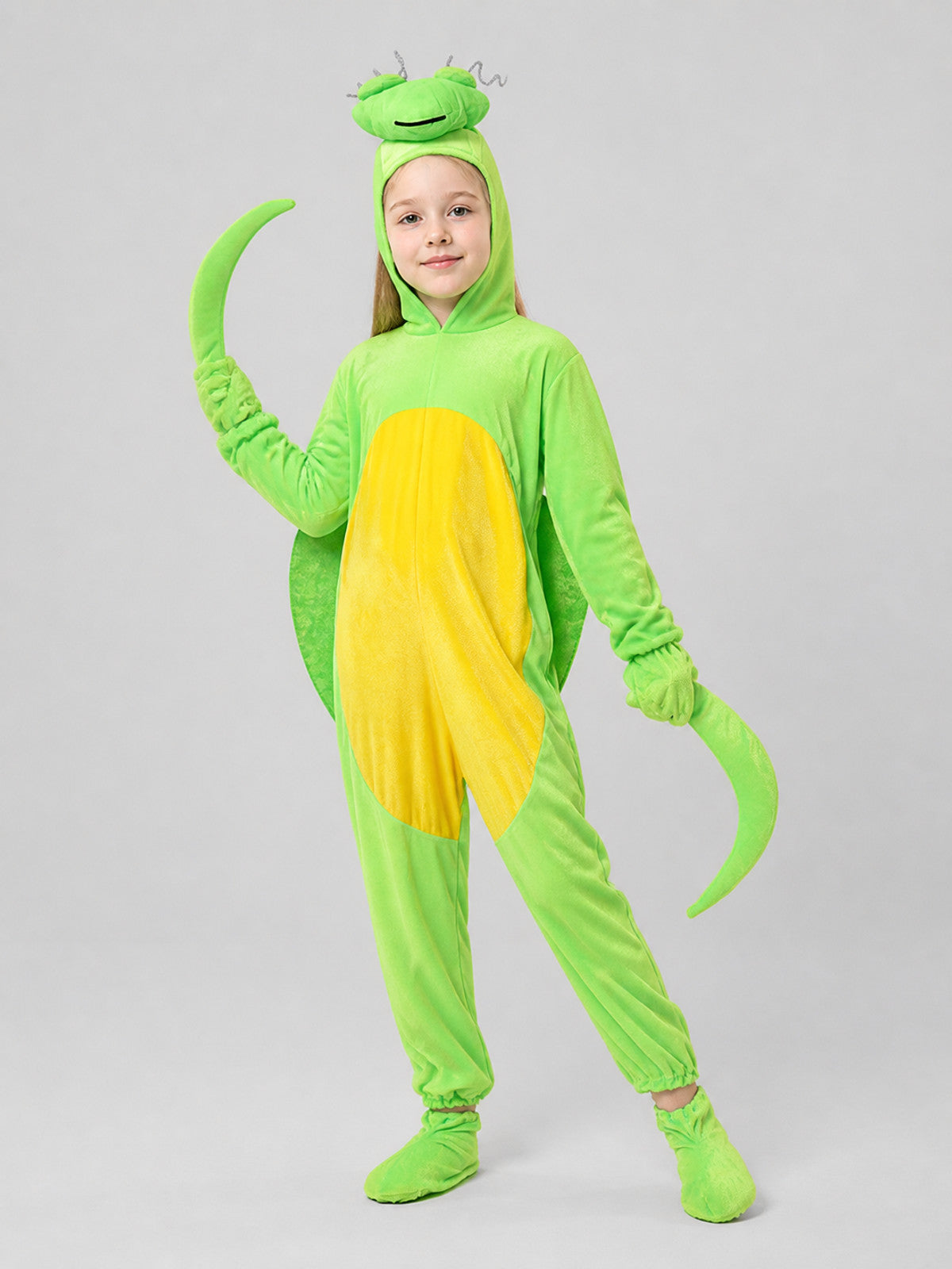 Mantis Costume, Green Hooded Jumpsuit Costumes detail