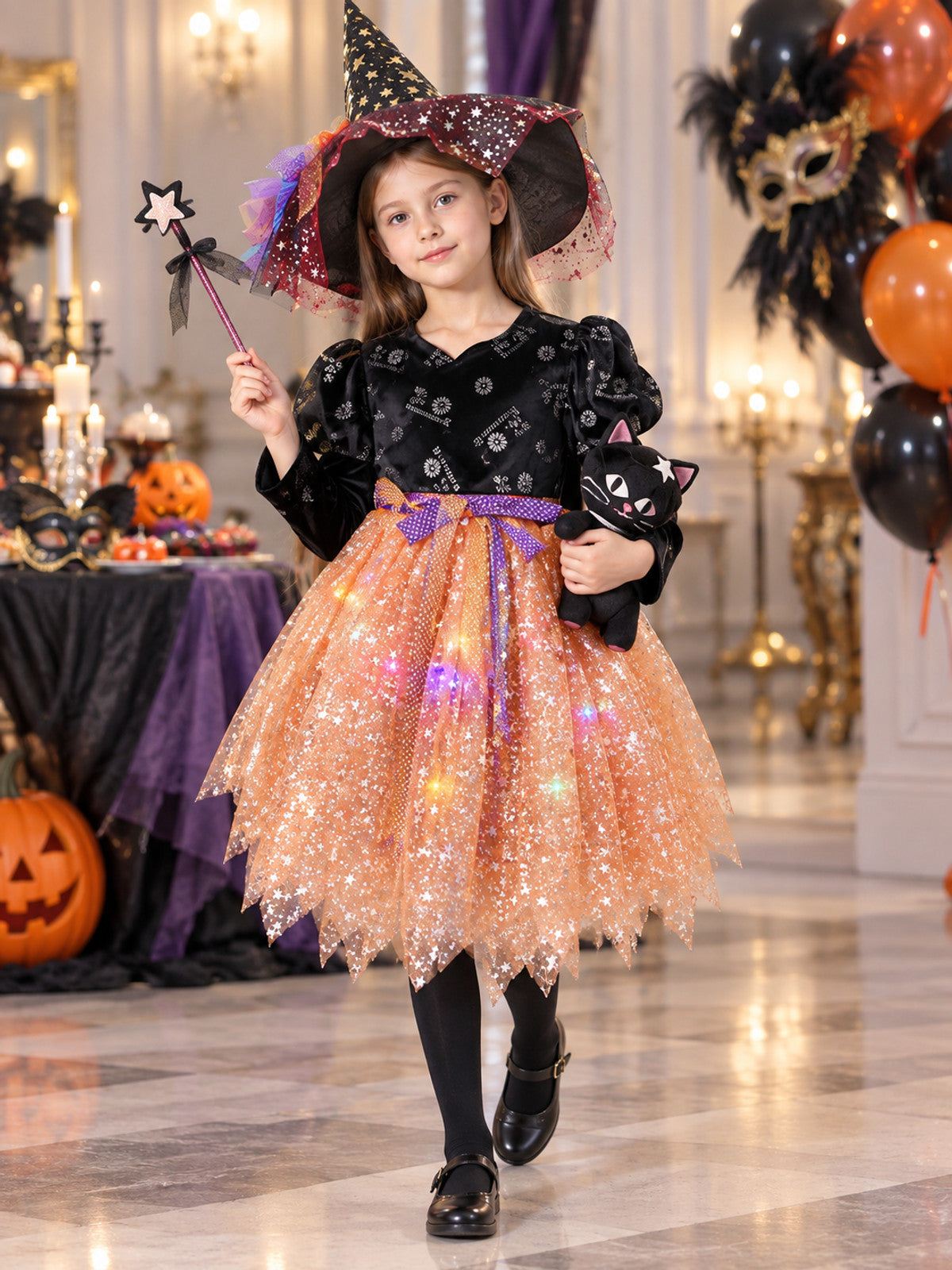 Children’s Witch Costume with Dress and Hat lifestyle view
