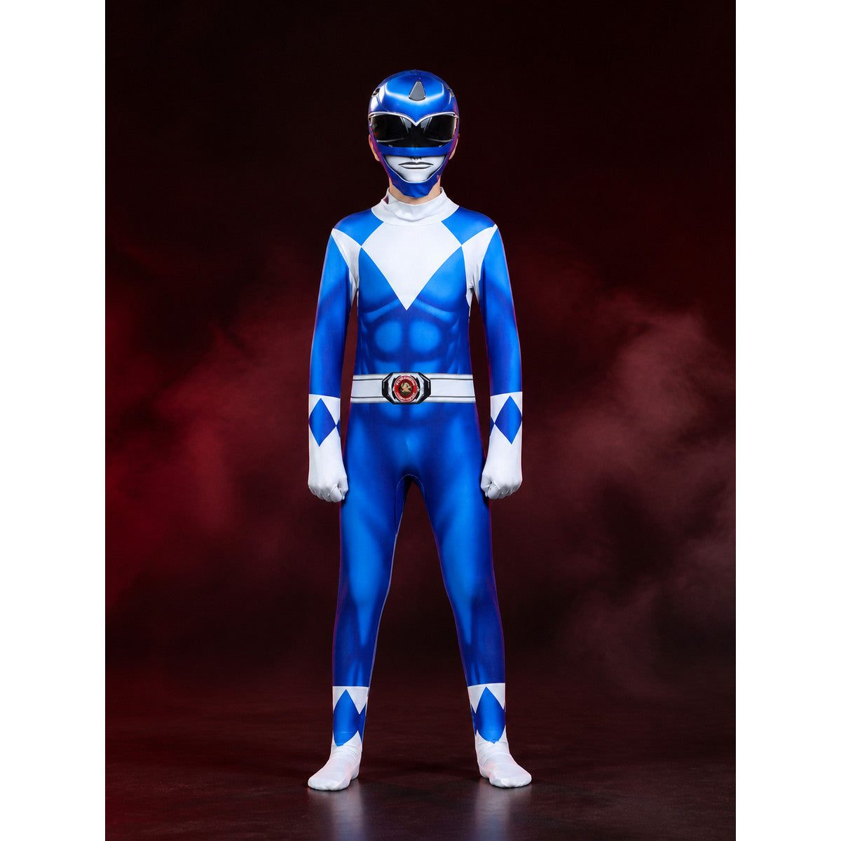 Blue Hero Muscle Print Jumpsuit Costume for Kids and Adults with Mask main product view